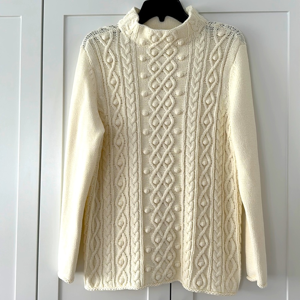 Talbots PL ivory cableknit sweater